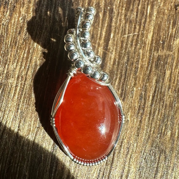 Sterling Silver Carnelian Necklace Pendant - Picture 2 of 10